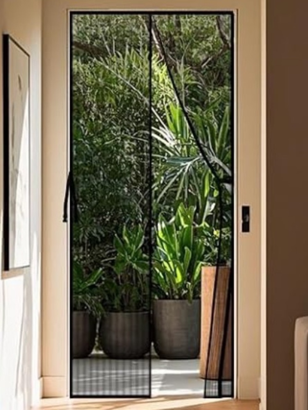 Magnetic Self Sealing Black Mesh Screen Door 32x82”